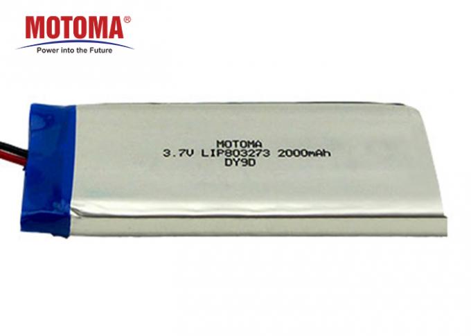 Batterie 803273 3.7V 2000mah de Lipo de capacit&eacute; &eacute;lev&eacute;e de certification d'UL 0